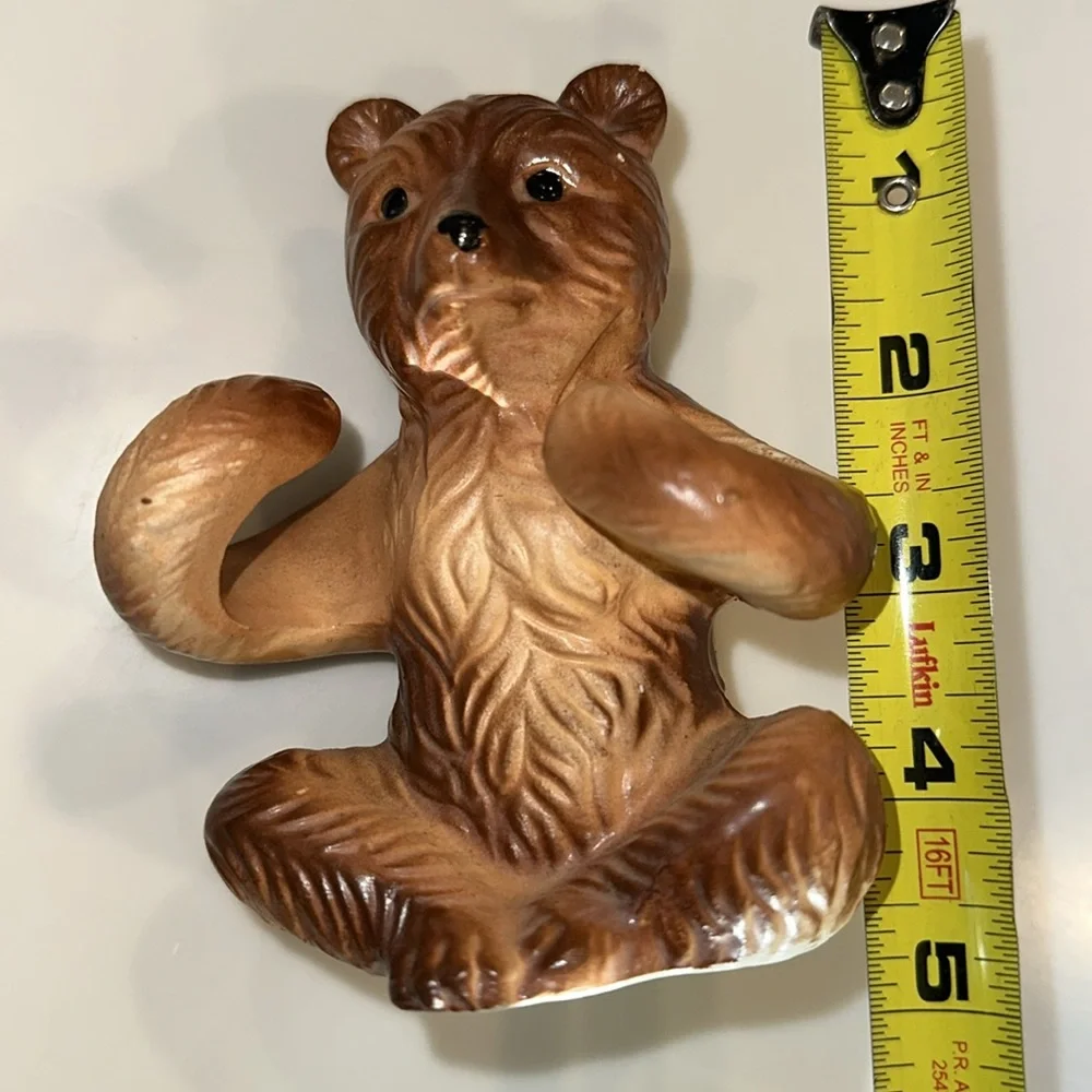 Vintage Ceramic Sitting Brown Bear Figurine Made in Japan